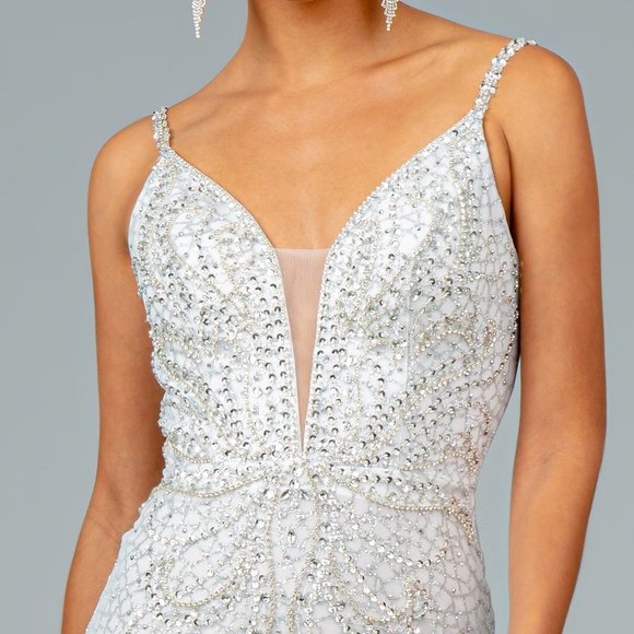 Illusion V-Neck Mermaid Shape Prom Dress GSGL1842 - Picture 2 of 10